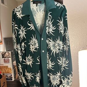 Rag & Bone Green Floral Shirt Jacket